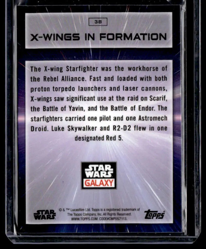 Trading card featuring X-wing starfighters from Star Wars in Topps Chrome Star series