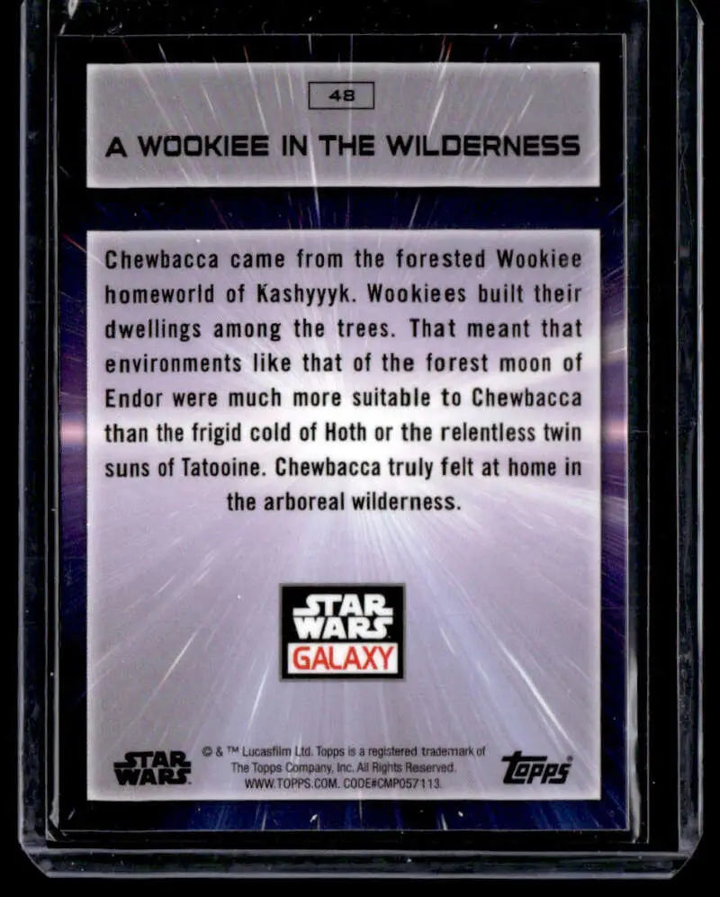 Trading card featuring Wookiees and forest habitat from Star Wars Topps Chrome Galaxy