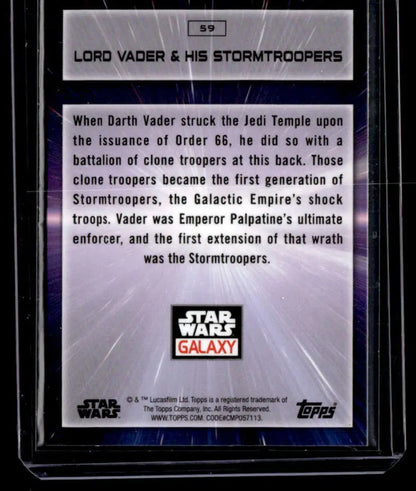 Trading card showcasing Lord Vader and Stormtroopers from Star Wars Topps Chrome Galaxy series