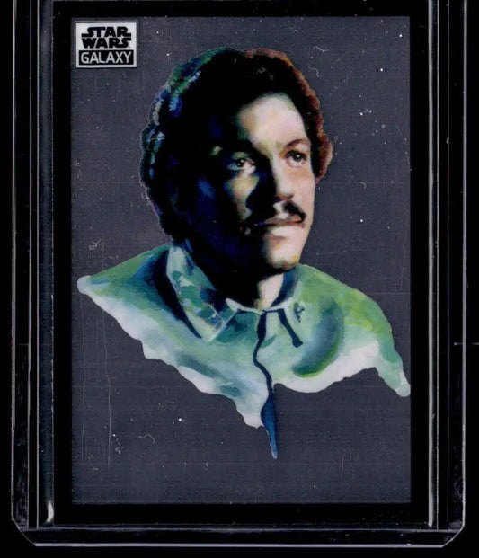 Star Wars trading card of Lando Calrissian in blue and green from Topps Chrome Star