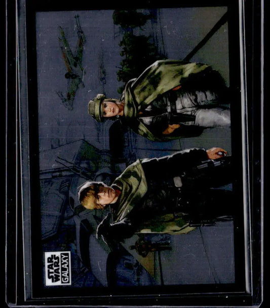 Trading card of two Rebel soldiers in military gear from Star Wars Topps Chrome Star