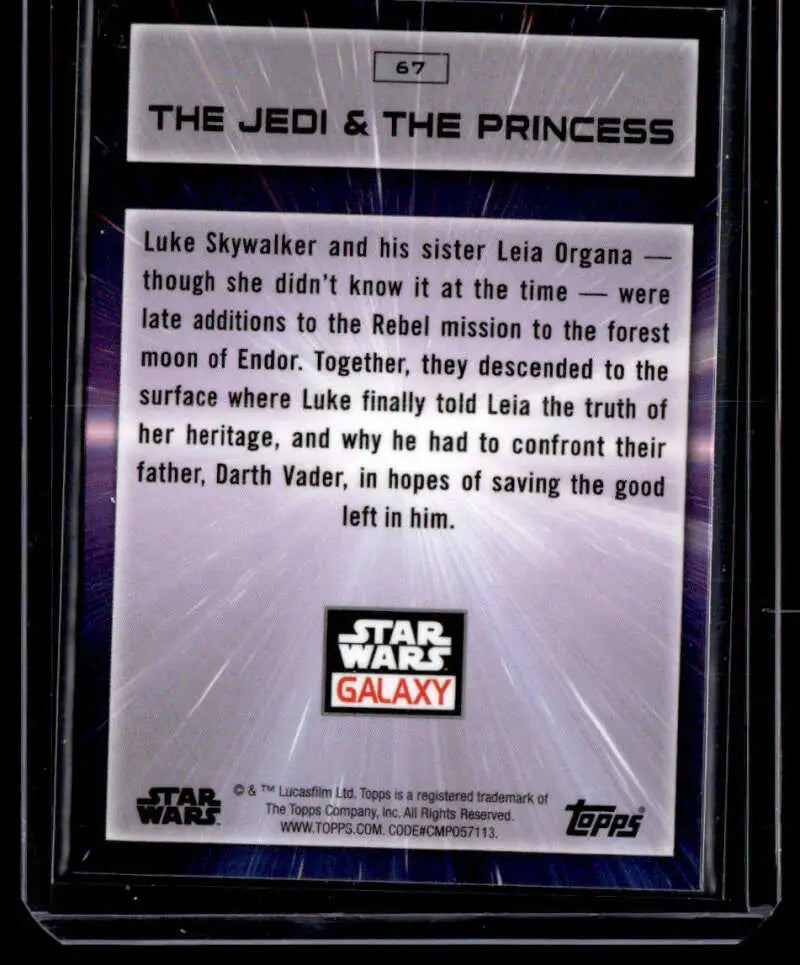 Trading card featuring The Jedi & The Princess from Star Wars Topps Chrome Star product