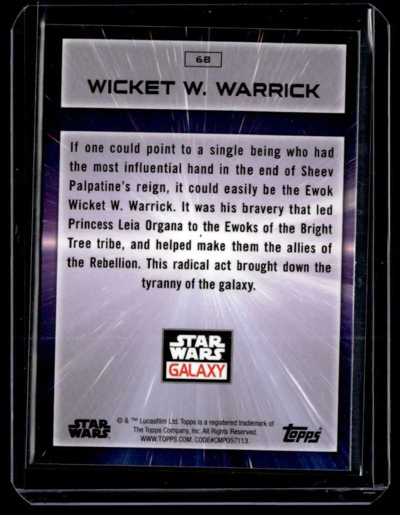 Trading card of Wicket W. Warrick from Topps Chrome Star Wars Galaxy series