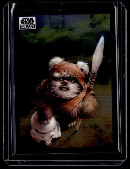 Ewok warrior wielding a spear in Topps Chrome Star Wars Galaxy #68 Wicket W. Warrick