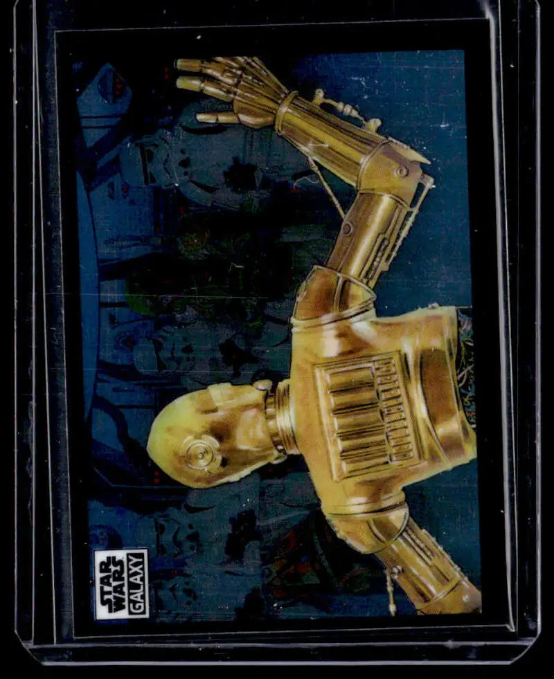 Golden Protocol Droid with articulated joints in Star Wars Galaxy collectible card