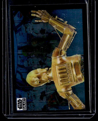 Golden Protocol Droid with articulated joints in Star Wars Galaxy collectible card