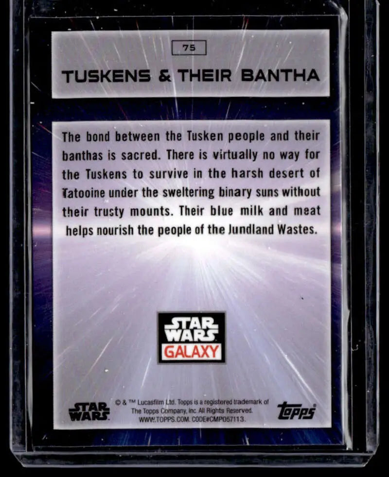 Trading card of Tuskens and Their Bantha from Topps Chrome Star Wars Galaxy series