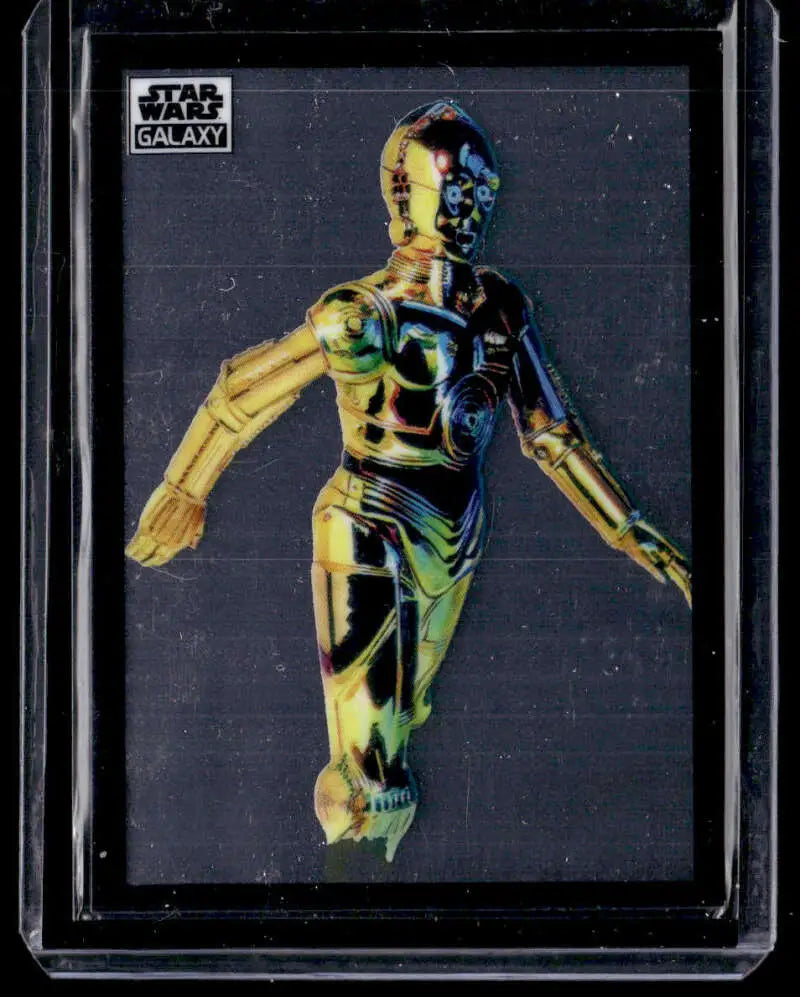 C-3PO droid in holographic trading card style from Star Wars Galaxy collectibles