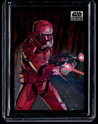 Red Sith Trooper from Star Wars holding a blaster rifle, Star Wars Galaxy card