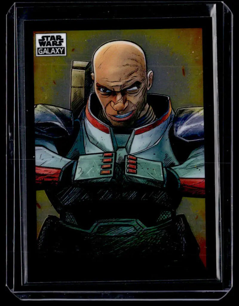 Trading card of Wrecker in Mandalorian armor from 2022 Topps Chrome Star Wars Galaxy