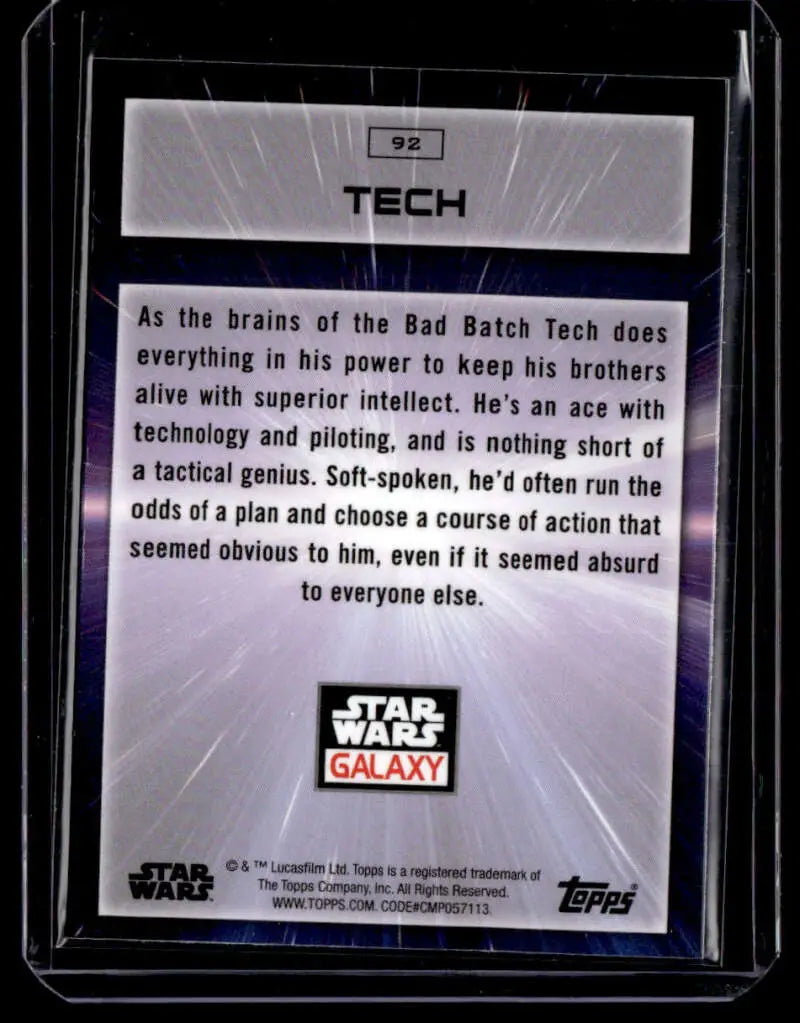 Star Wars Galaxy trading card of Tech from The Bad Batch in 2022 Topps Chrome set