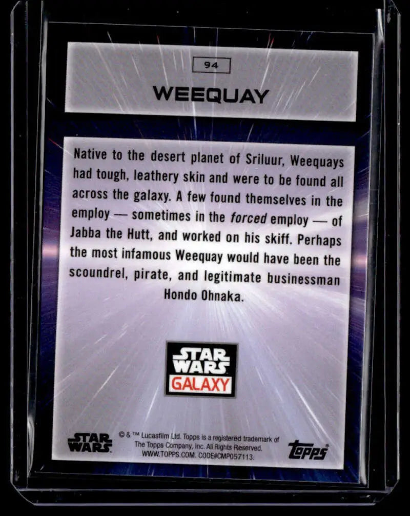 Trading card featuring Weequay species from Star Wars Topps Chrome Galaxy series