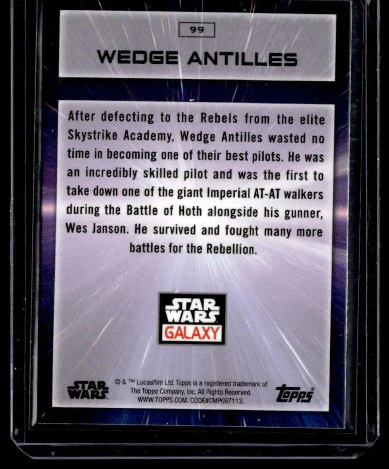 Trading card of Wedge Antilles from Star Wars Galaxy in Topps Chrome series