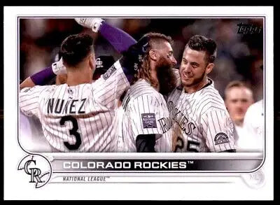 2022 Topps Colorado Rockies baseball card #222 featuring Colorado Rockies players