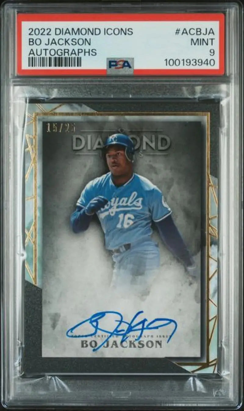 PSA-graded autographed Kansas City Royals Bo Jackson card from Topps Diamond Icons