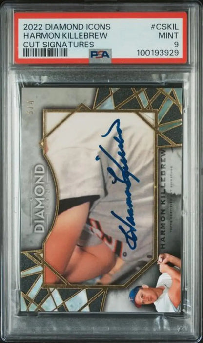 PSA-graded autographed Harmon Killebrew baseball card from Topps Diamond Icons set