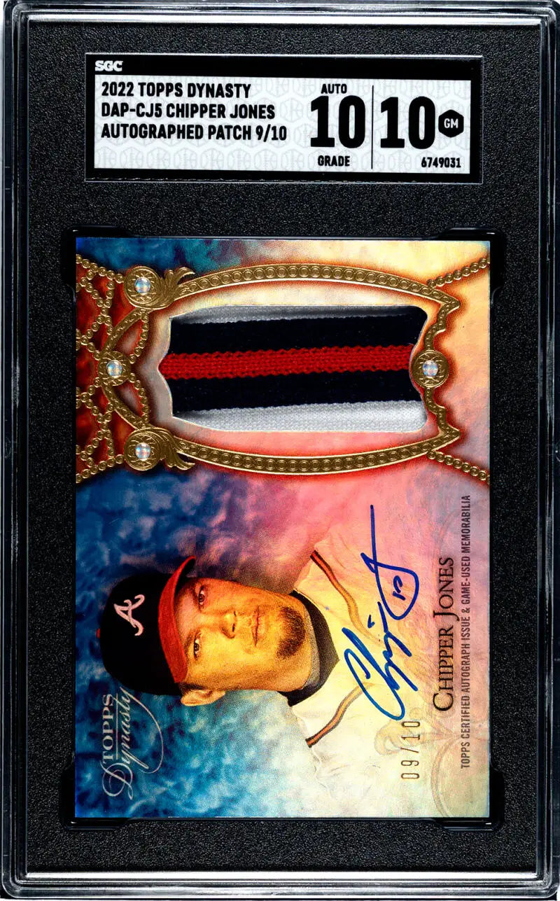 2022 Topps Dynasty Patch Chipper Jones Baseball Card with Autograph and Jersey Patch