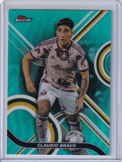 Teal Topps Finest Aqua soccer trading card of Claudio Bravo, Portland Timbers player