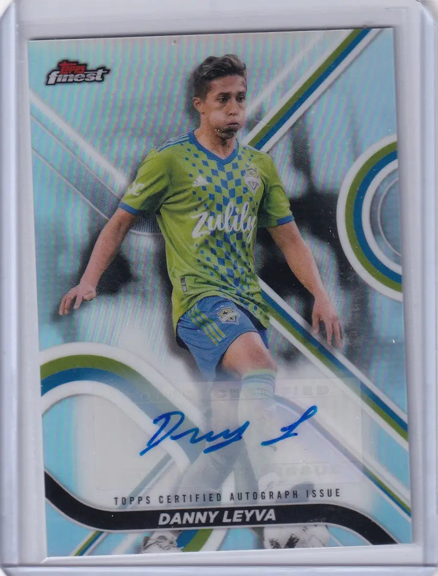 Signed Topps Finest Auto Refractor Danny Leyva trading card for Seattle Sounders FC