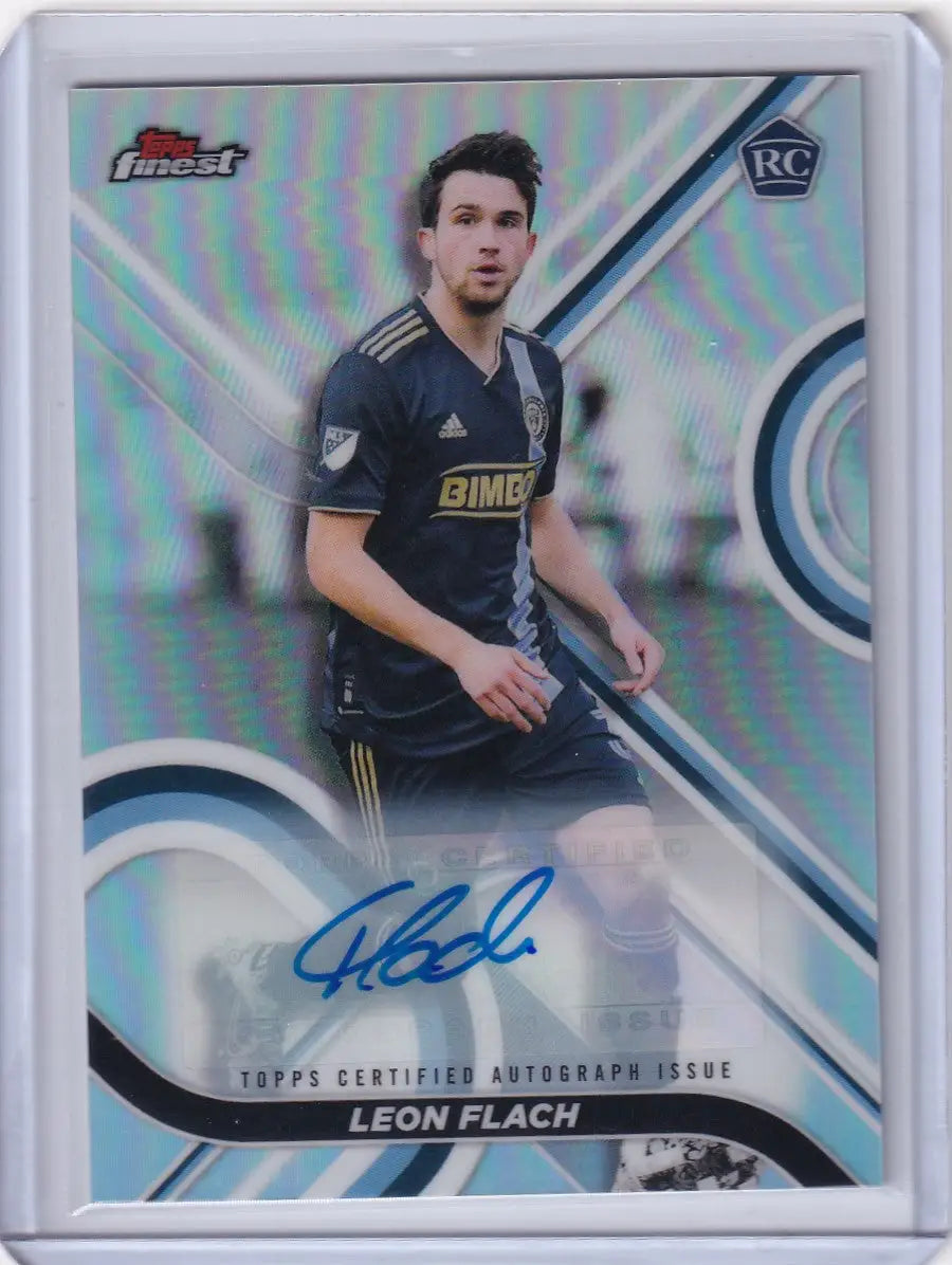 Holographic Topps Finest Auto Refractor Leon Flach Philadelphia Union trading card