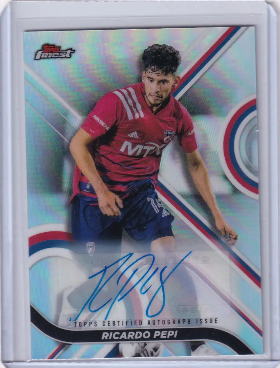 Signed Topps Finest Auto Refractor Ricardo Pepi in red MTR jersey for FC Dallas