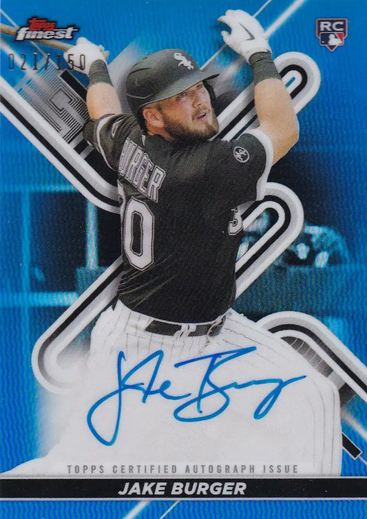 Jake Burger Auto RC 21/150 in black jersey, 2022 Topps Finest Chicago White Sox card