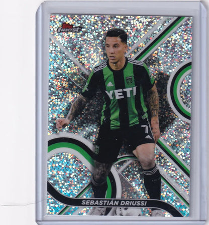 Sparkly Silver Topps Finest Mini Diamond Soccer Trading Card of Sebastián Driussi 14/175