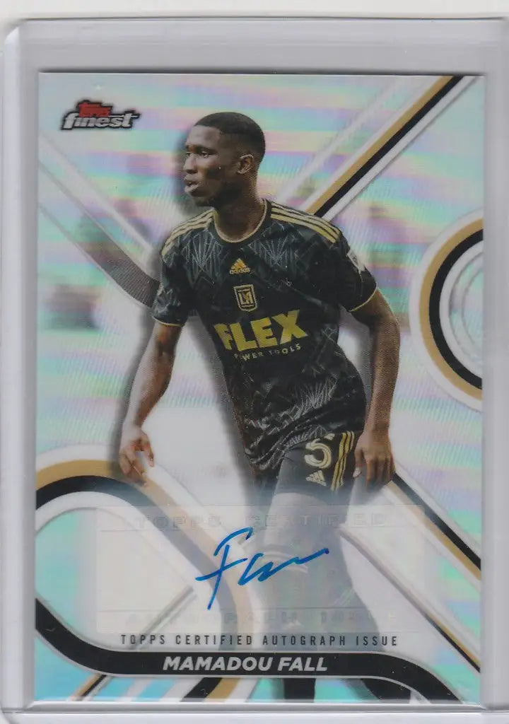 Holographic trading card of Mamadou Fall LAFC, 2022 Topps Finest MLS Auto Refractor