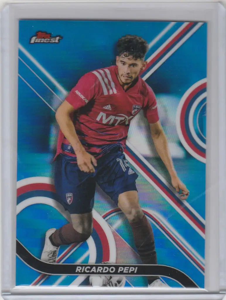 Soccer trading card of Ricardo Pepi in red FC Dallas jersey from Topps Finest MLS