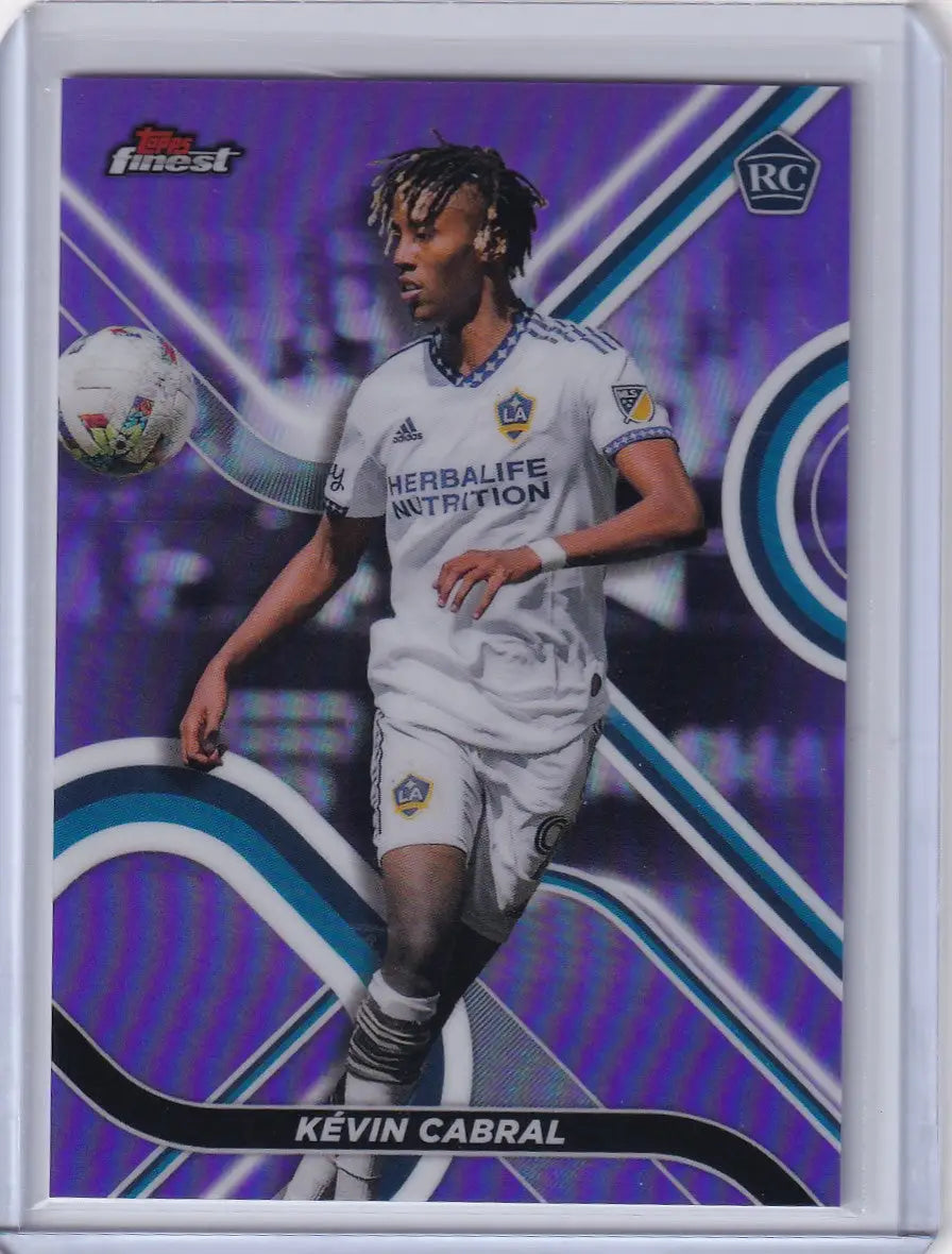 2022 Topps Finest Purple #15 Kévin Cabral LA Galaxy trading card in white uniform