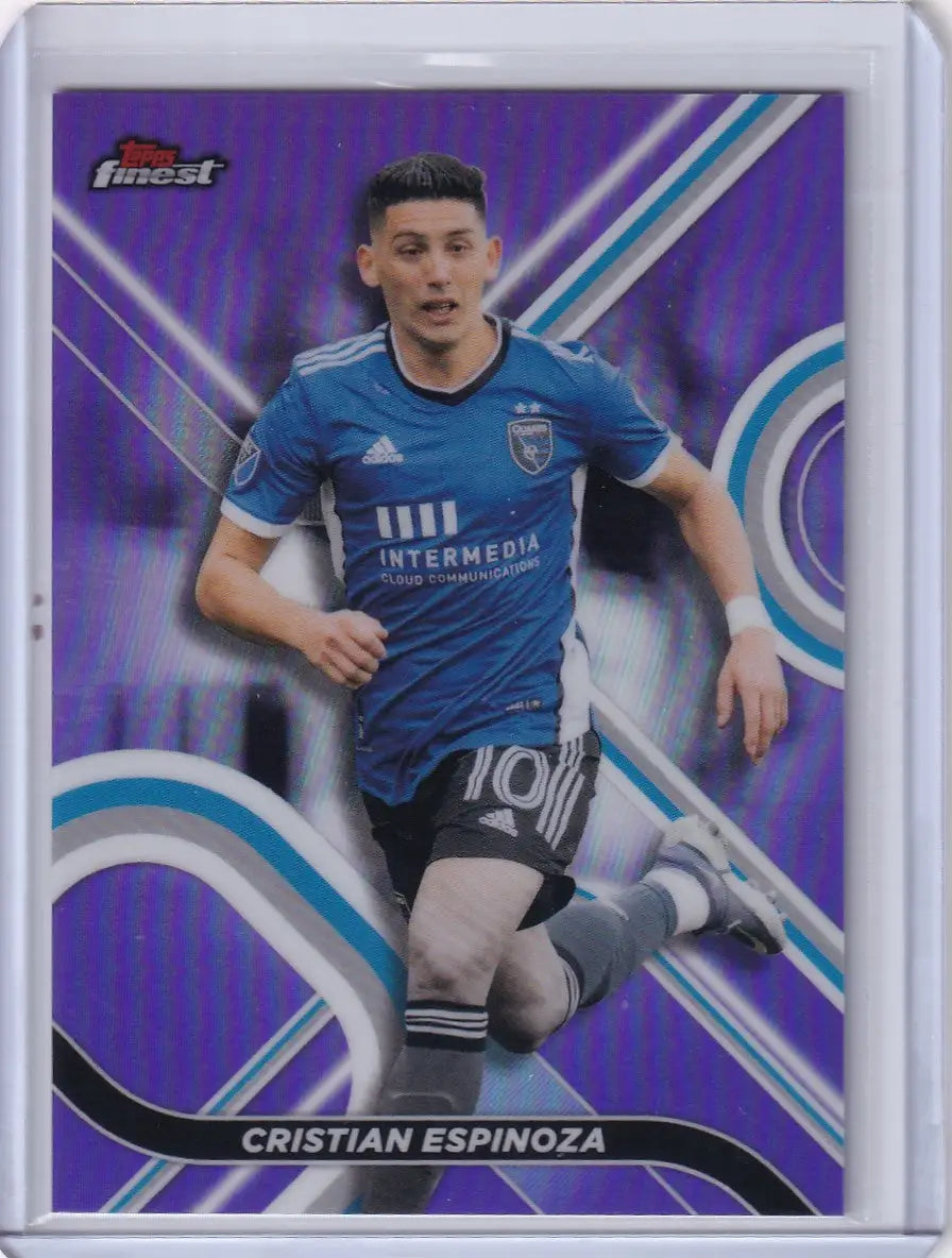 Purple-tinted Topps Finest card of Cristian Espinoza from San Jose Earthquakes