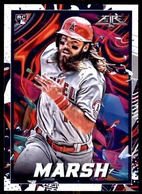 Baseball card of Brandon Marsh, Los Angeles Angels rookie from 2022 Topps Fire