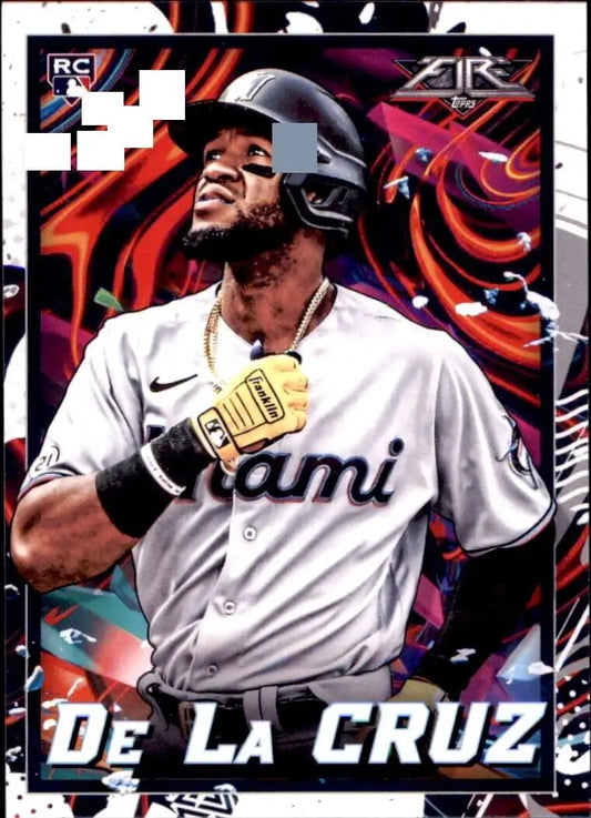 2022 Topps Fire Bryan De La Cruz Rookie Card Miami Marlins MLB #15 for collectors