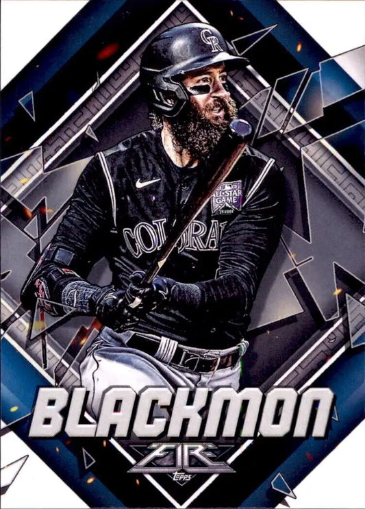 Charlie Blackmon baseball card from 2022 Topps Fire Colorado Rockies MLB set