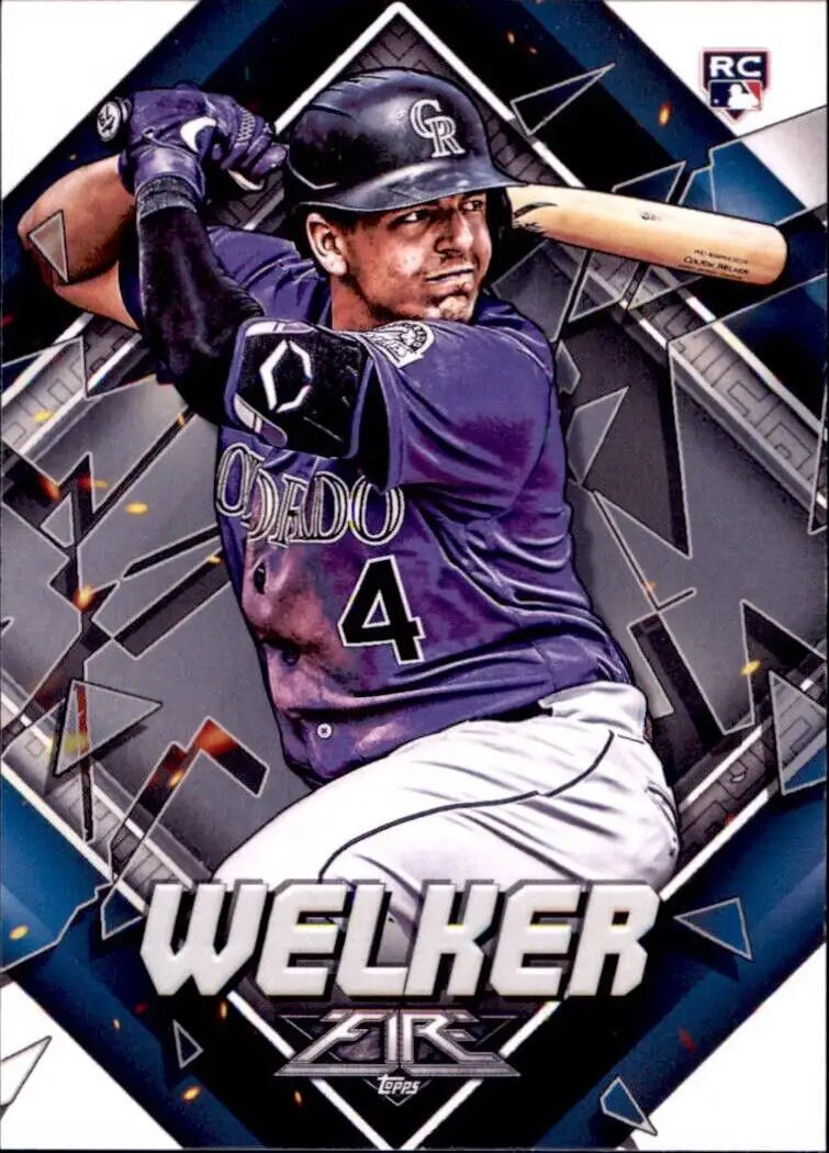 Colton Welker Rookie 2022 Topps Fire Baseball Card Colorado Rockies #84