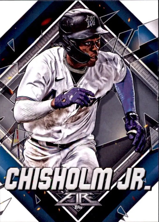 2022 Topps Fire Jazz Chisholm Jr. Miami Marlins MLB Baseball card #52 collectible