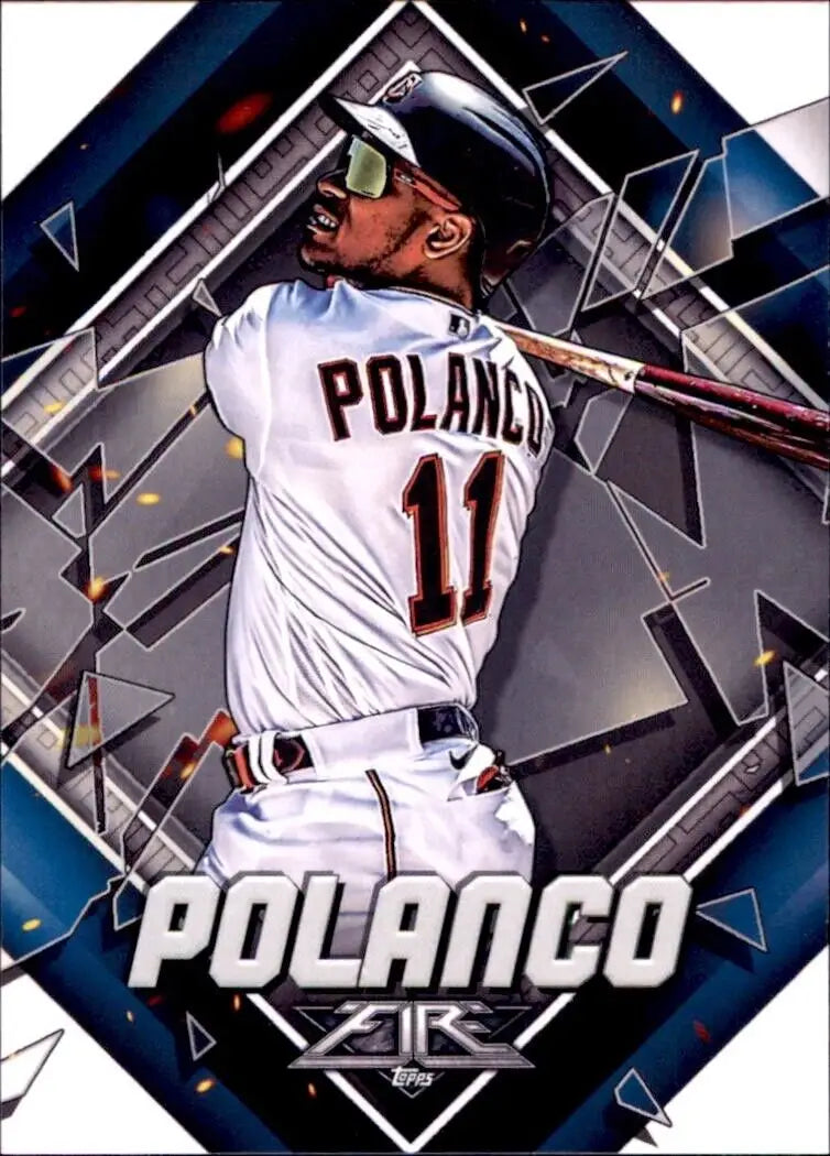 Baseball card of Jorge Polanco Minnesota Twins from 2022 Topps Fire MLB collection