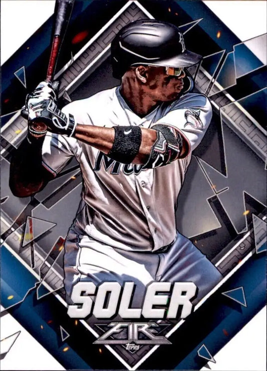 Baseball card of Jorge Soler from the Miami Marlins in 2022 Topps Fire MLB series