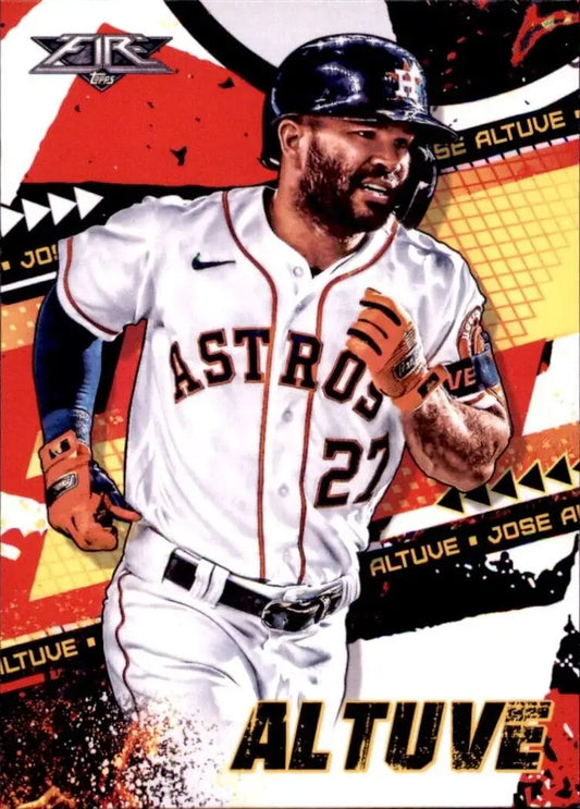 Jose Altuve baseball card from 2022 Topps Fire Houston Astros MLB #48