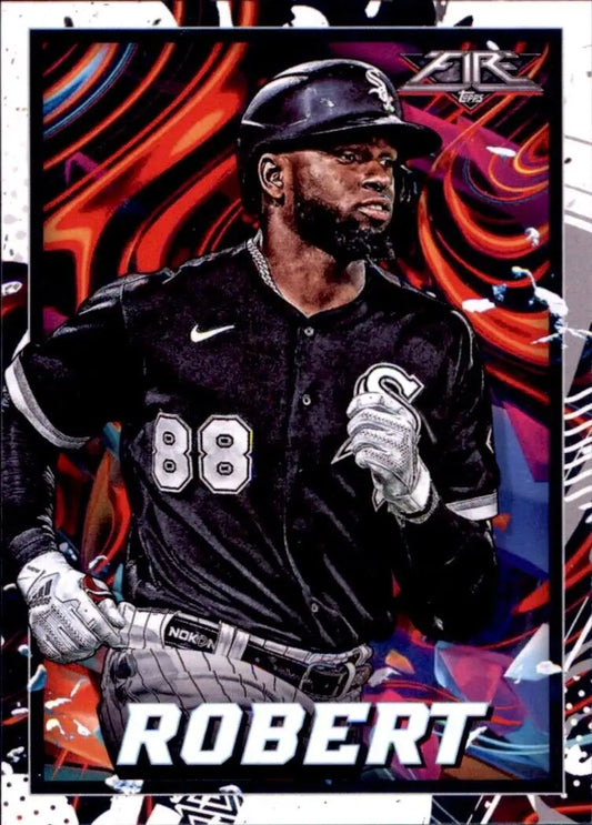 Luis Robert Chicago baseball card from 2022 Topps Fire Chicago White Sox MLB #24