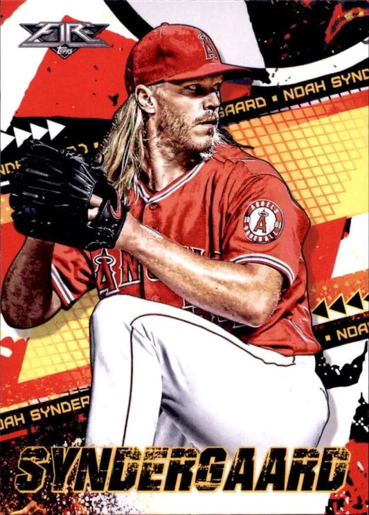 Noah Syndergaard 2022 Topps Fire baseball card for Los Angeles Angels MLB collectors