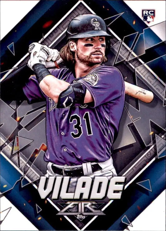 2022 Topps Fire Ryan Vilade Rookie Colorado Rockies MLB Baseball trading card #61