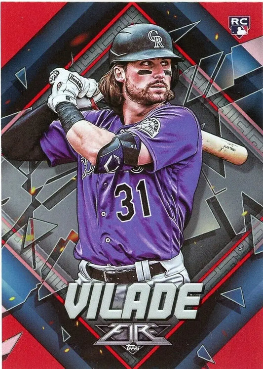 Ryan Vilade Rookie Flame baseball trading card from 2022 Topps Fire, MLB #61