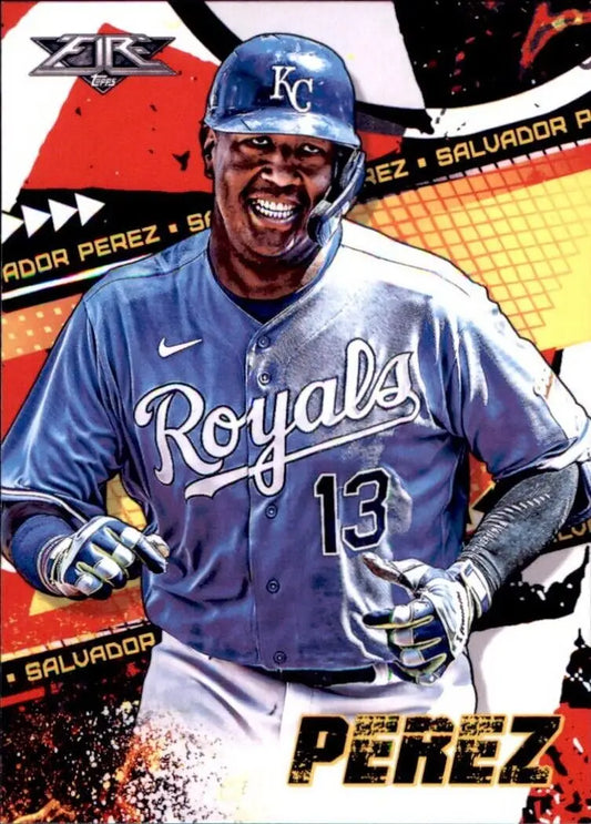 Salvador Perez baseball card from 2022 Topps Fire Kansas City Royals MLB collection