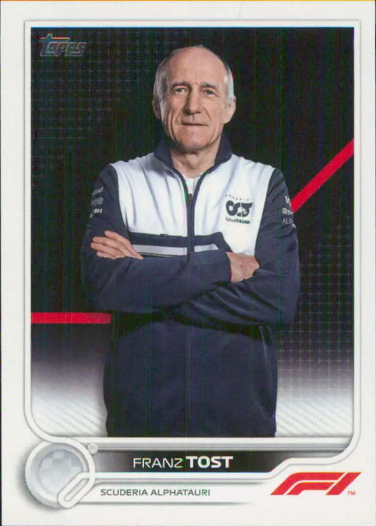 Formula 1 team member in AlphaTauri jacket for 2022 Topps Formula 1 Franz Tost Racing Card