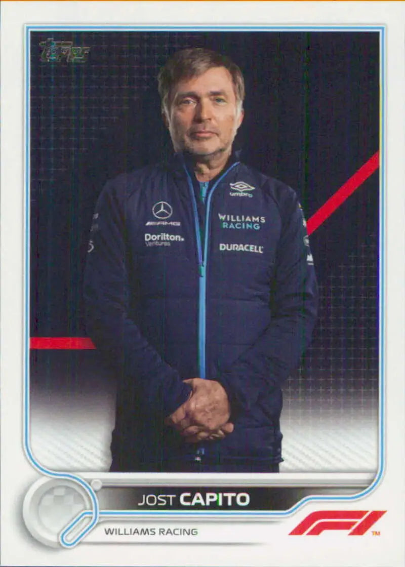 Williams Racing team member in dark blue jacket on 2022 Topps Formula 1 Jost Capito card