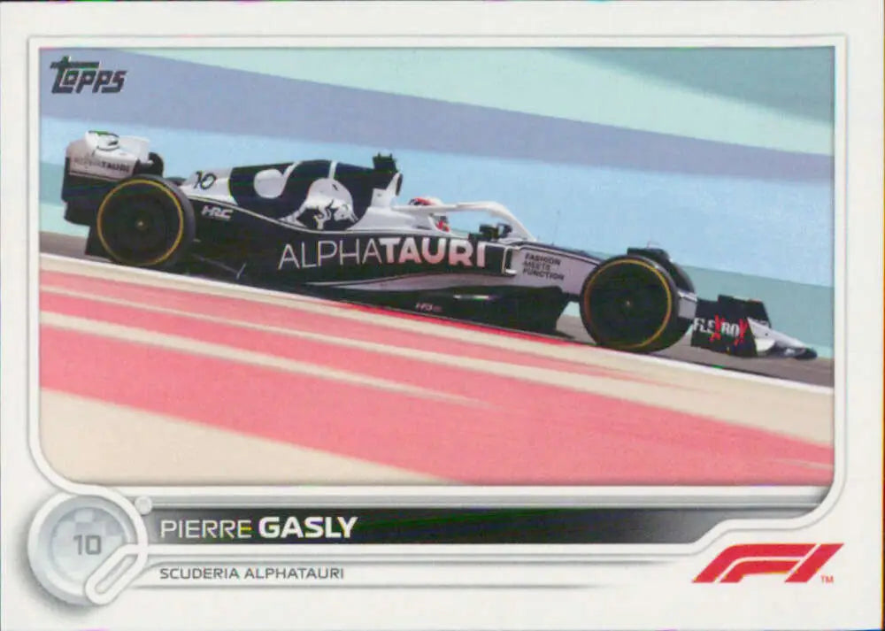 AlphaTauri Formula 1 racing car on track for Topps Formula 1 Pierre Gasly Racing Card