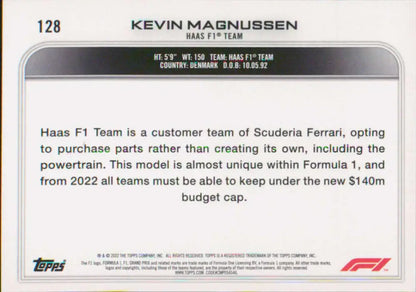 Trading card featuring Kevin Magnussen and Haas F1 Team’s link to Ferrari from Topps Formula