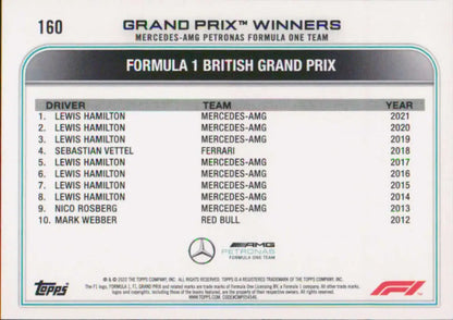 Trading card featuring Lewis Hamilton and F1 winners 2012-2021, Topps Formula 1 collectible