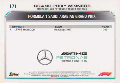 Lewis Hamilton Racing Card featuring Mercedes-AMG Petronas and 2021 Saudi Arabian GP